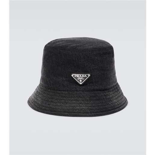 Prada cappello da pescatore in denim con logo