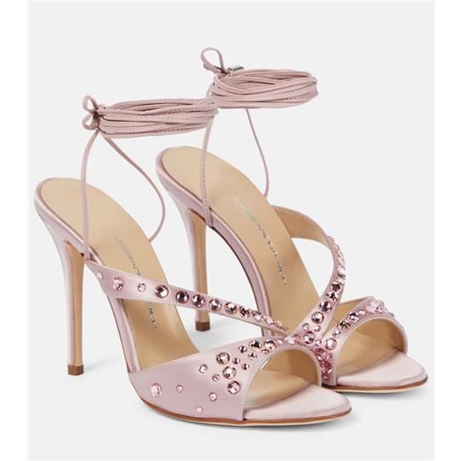 Alessandra Rich sandali in raso con cristalli