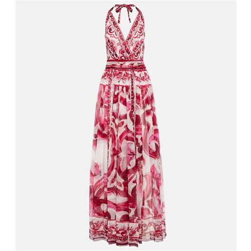 Dolce&Gabbana abito lungo in chiffon di seta con stampa