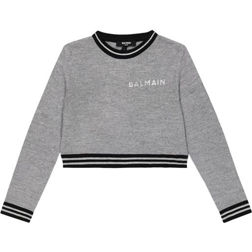 Balmain Kids pullover in maglia di lana con logo