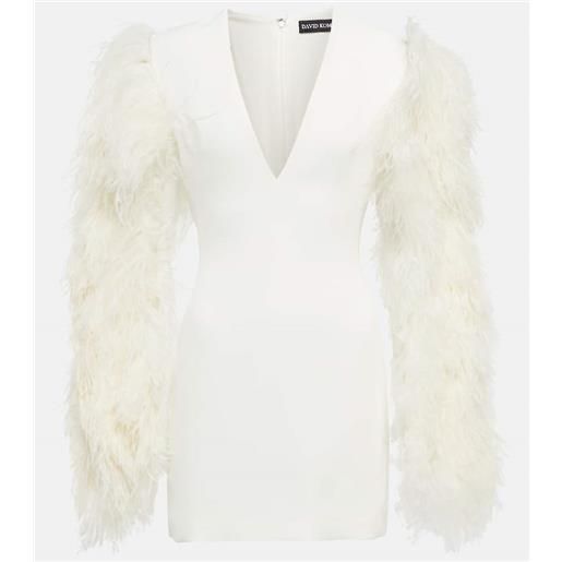 David Koma miniabito in cady con piume