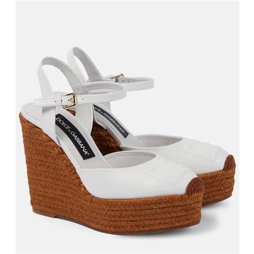 Dolce&Gabbana espadrillas in pelle con logo e zeppa