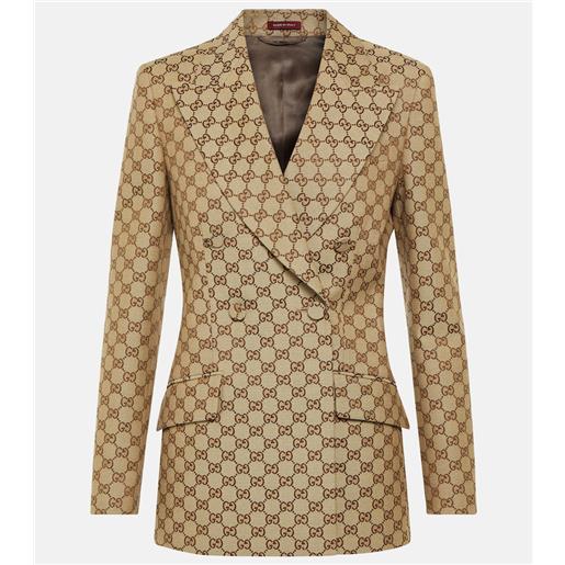 Gucci blazer doppiopetto in canvas gg