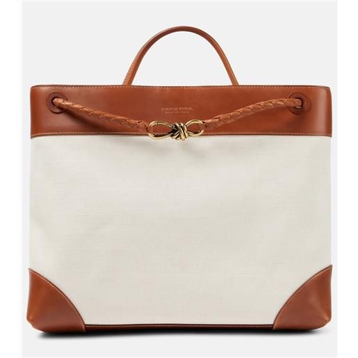 Bottega Veneta borsa andiamo large in canvas con pelle