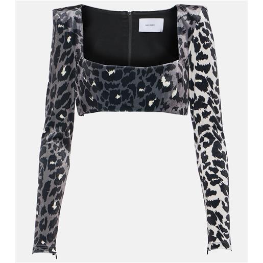 Alex Perry top cropped in velluto con stampa