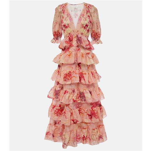 Camilla abito lungo in cotone e seta con stampa