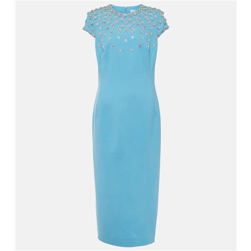 Oscar de la Renta abito midi in misto lana con cristalli