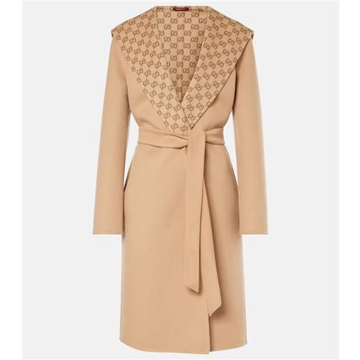 Gucci cappotto reversibile in lana e seta gg