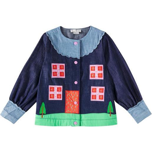 Stella McCartney Kids blusa di jeans con stampa e ricamo