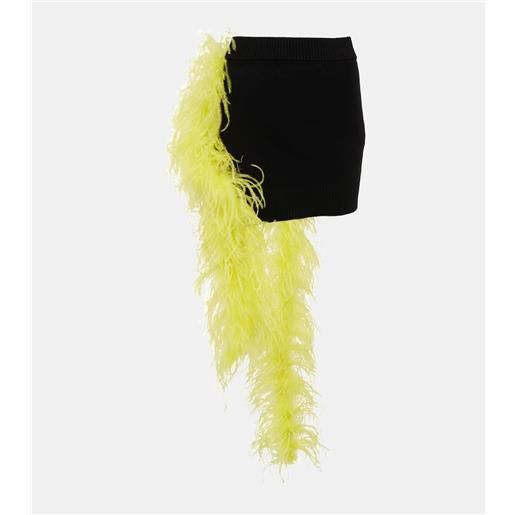 The Attico minigonna in maglia con piume