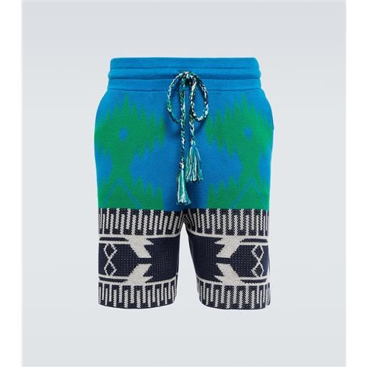Alanui shorts cotton piquet icon in jacquard