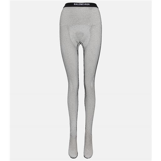 Balenciaga collant a rete con fascia in vita e logo
