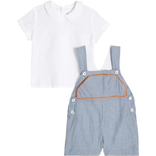 La Coqueta baby - t-shirt e salopette in cotone a righe