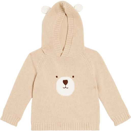 Il Gufo baby - felpa in lana vergine con stampa e cappuccio