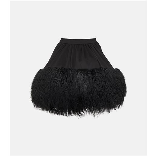 David Koma minigonna in jersey e shearling