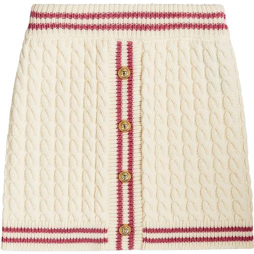 Balmain Kids gonna in maglia a trecce di lana vergine