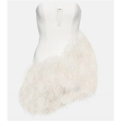 David Koma bridal - abito corto in cady con piume