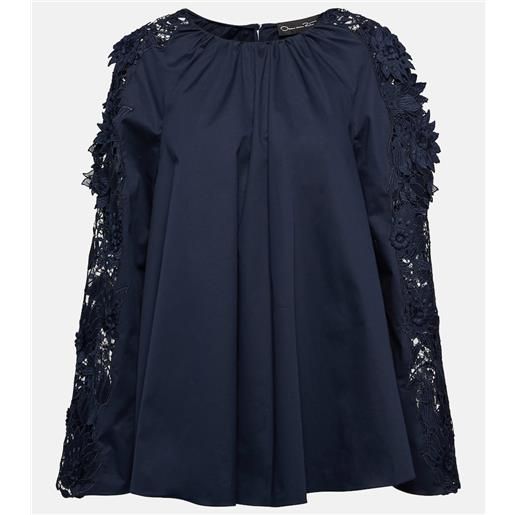 Oscar de la Renta blusa in cotone con pizzo