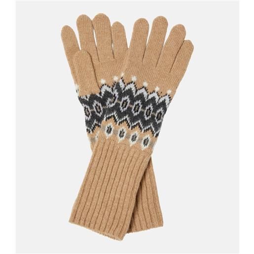 Khaite guanti vail in misto cashmere con intarsi