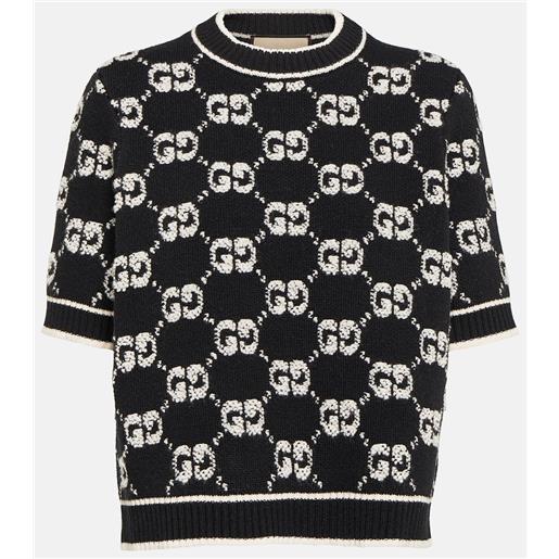 Gucci top in bouclã© di lana jacquard gg