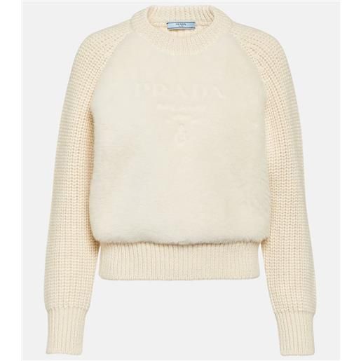 Prada pullover in alpaca con shearling