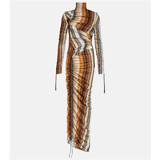 Missoni abito lungo a zig zag con ruches
