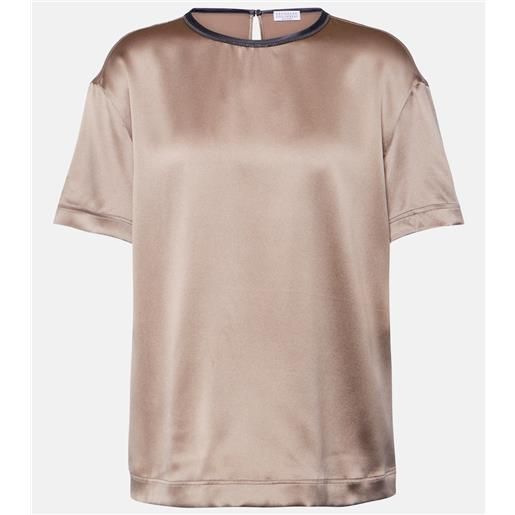 Brunello Cucinelli t-shirt in raso di misto seta
