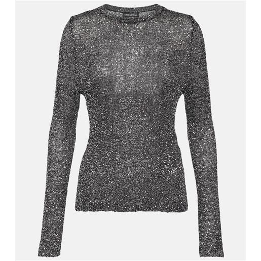 Balenciaga pullover in maglia lamã© con paillettes