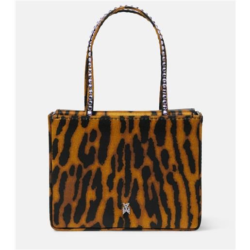 Amina Muaddi borsa superamini in raso con stampa