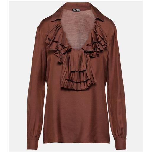 Tom Ford blusa in twill con volant