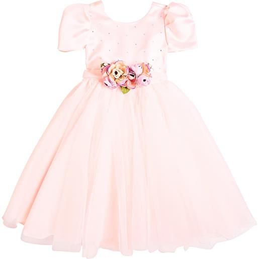 Monnalisa abito in tulle con applicazione floreale