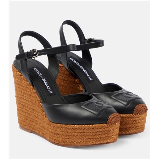 Dolce&Gabbana espadrillas in pelle con logo e zeppa