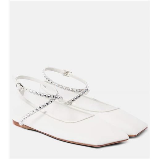 Amina Muaddi ballerine ane in mesh con cristalli