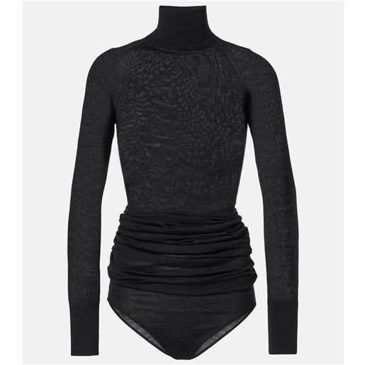 Alaia alaã¯a body dolcevita in lana drappeggiato