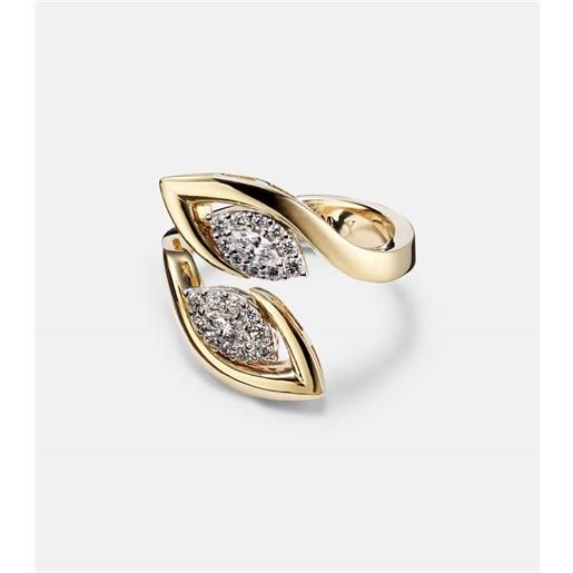 Yeprem anello golden strand in oro bianco e giallo con diamanti