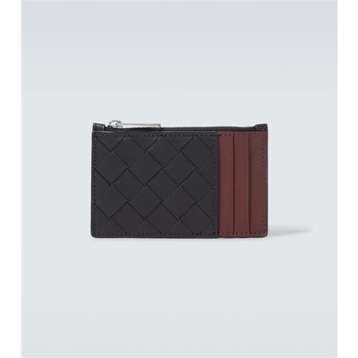 Bottega Veneta portacarte intrecciato in pelle con zip