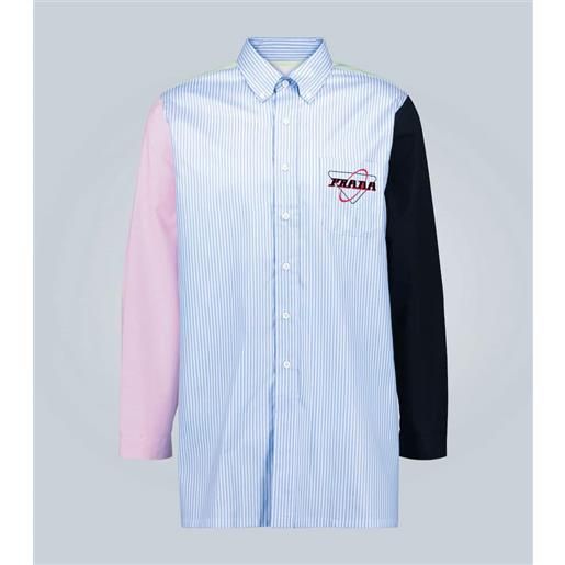 Prada camicia a righe con applicazione