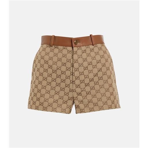 Gucci shorts in misto cotone gg e pelle