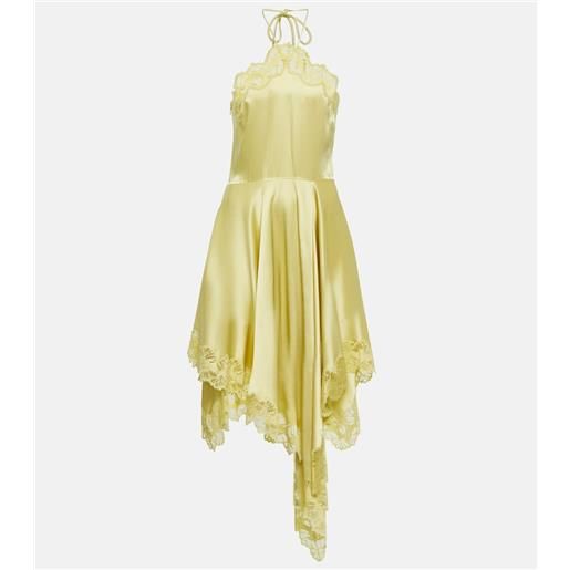 Stella McCartney abito midi in raso con pizzo