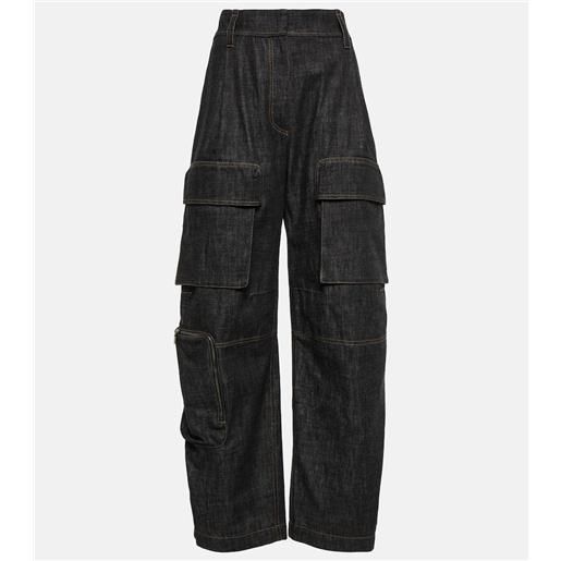 Brunello Cucinelli pantaloni cargo di jeans a vita alta