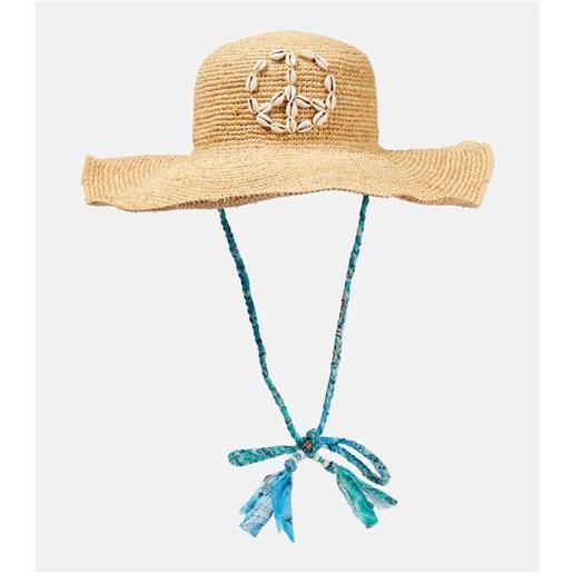 Alanui cappello in rafia con conchiglie