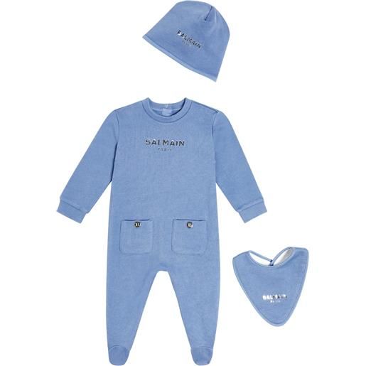Balmain Kids baby - tutina, bavaglino e berretto in cotone
