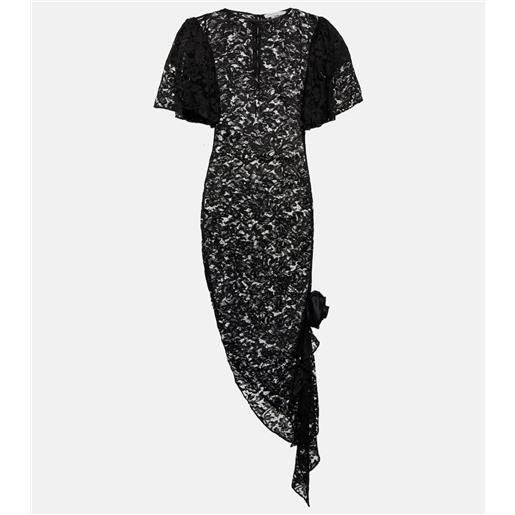 Alessandra Rich abito midi asimmetrico in pizzo