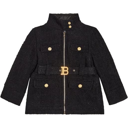Balmain Kids cappotto con cintura e logo