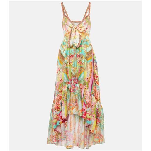 Camilla abito midi in seta con volant