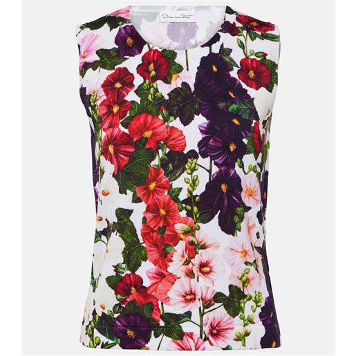 Oscar de la Renta tank top in misto cotone con stampa