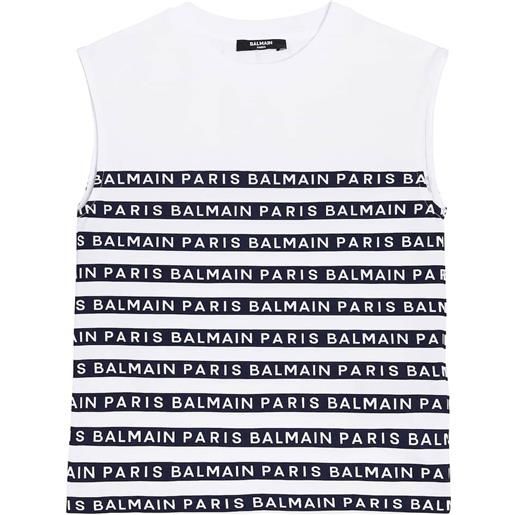 Balmain Kids tank top in cotone a righe