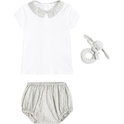 Bonpoint baby - top, culottes e sonaglio in cotone