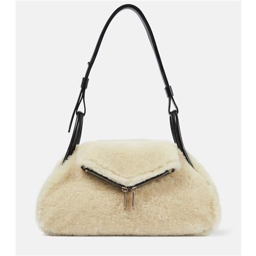 Amina Muaddi borsa a spalla gemini small in shearling