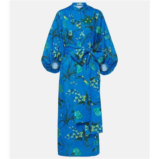 Erdem abito midi in cotone e lino con stampa